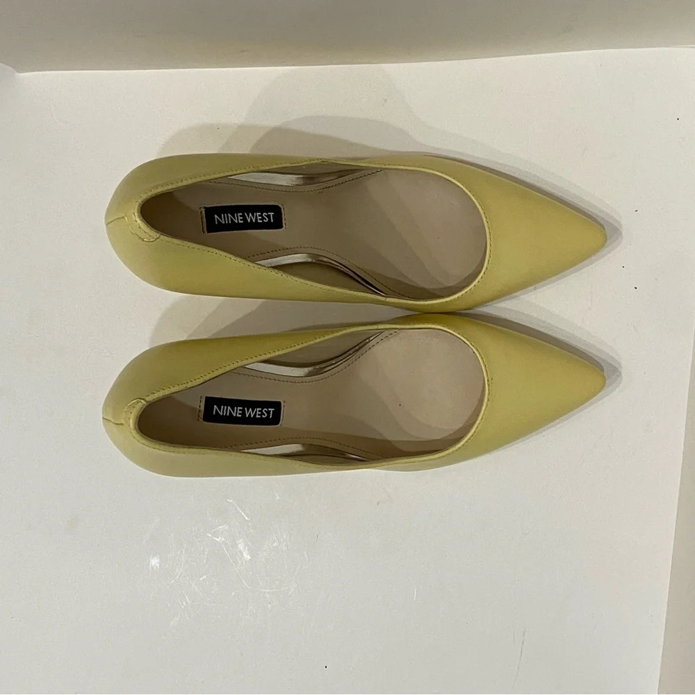 Yellow Block Heel Nine West Cara Pump Heels (Women’s 6.5) - Picture 6 of 12